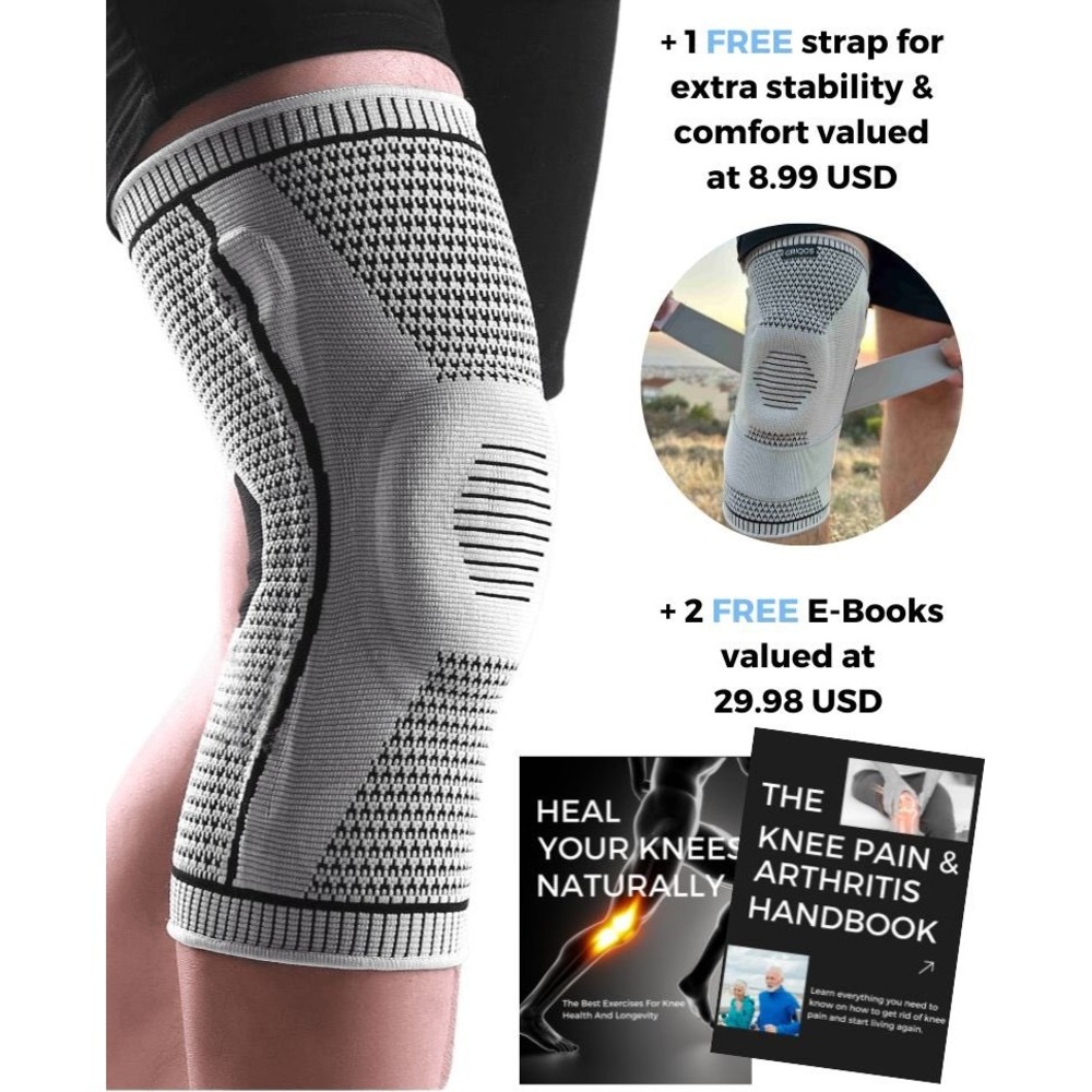 GRIQOS Compression Knee Sleeves Pair Gray Black Size XL K01-08-00 New